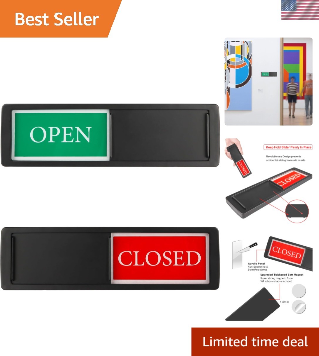 Stylish Open/Closed Sliding Door Sign for Businesses