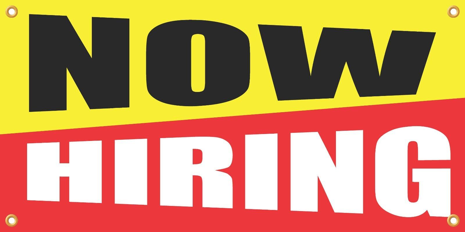 Now Hiring | Vinyl Banner w/ Grommets | 2’H x 4’W