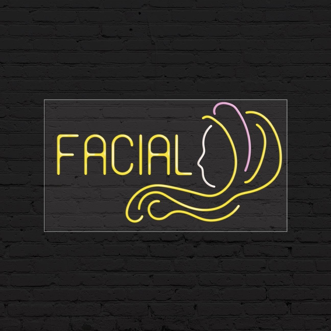 Facial Sign for Business Displays | LED Flex Neon | 37″W x 20″H x 1″D