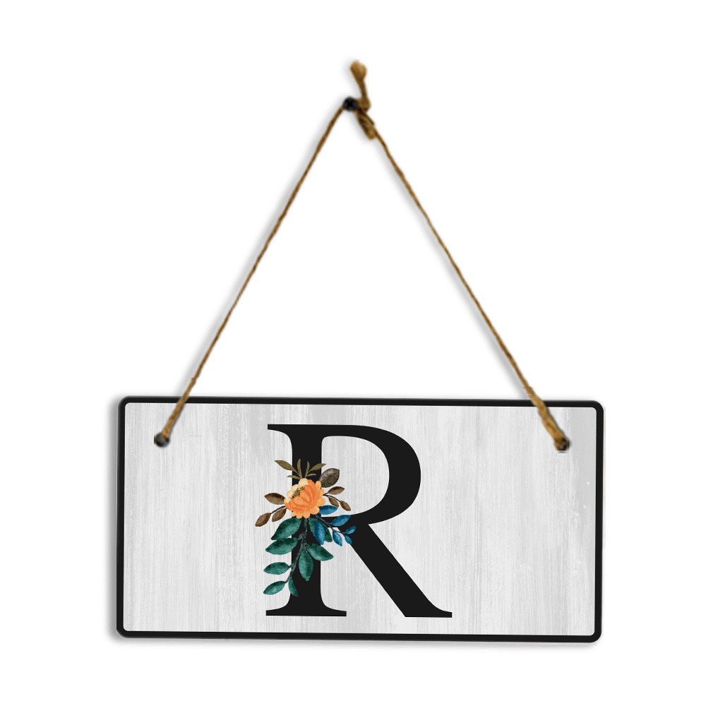 R Flower Decor 5×10 Hanging Wall or Door Sign | Alphabet Letter Room Decoration