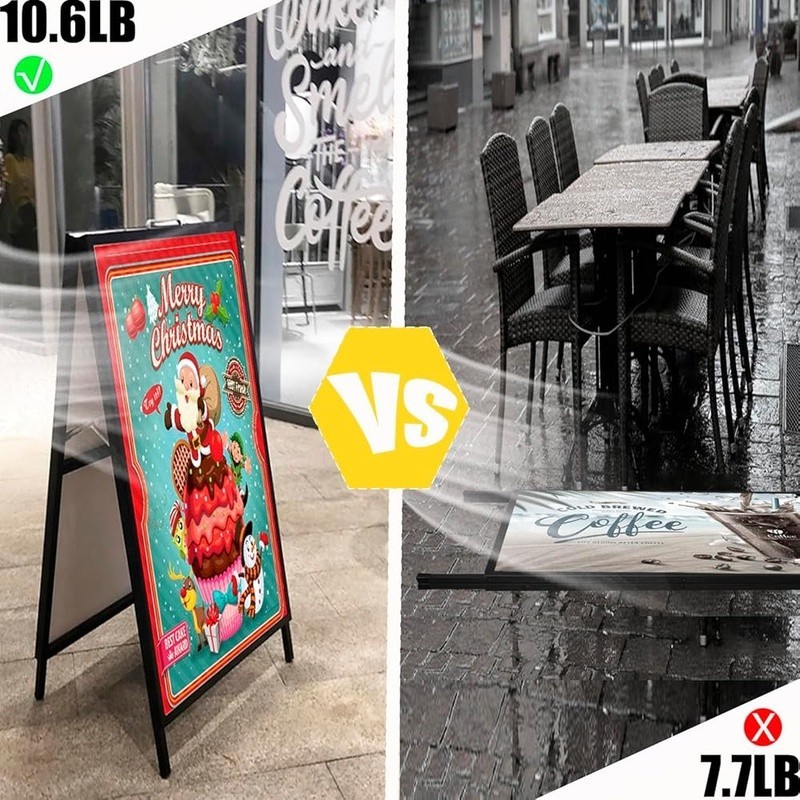 Foldable A Frame Sidewalk Sign Double Sided Display Portable Outdoor Advertising
