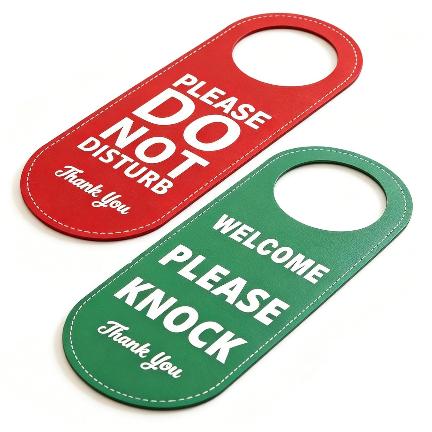 PU Leather Welcome Please Knock Sign and Please Do Not Disturb Sign | 1 Pack Dou