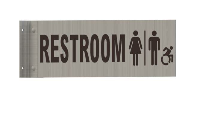 Restroom ACCESSIBLE Sign -Two-Sided/Double Sided Projecting-REF24-1027