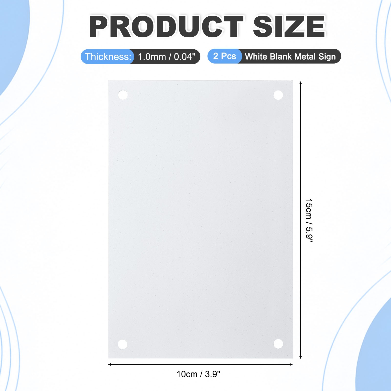 2 Pcs White Blank Metal Sign, 5.9×3.9″ Blank Sublimation Signs(0.04″ Thickness)