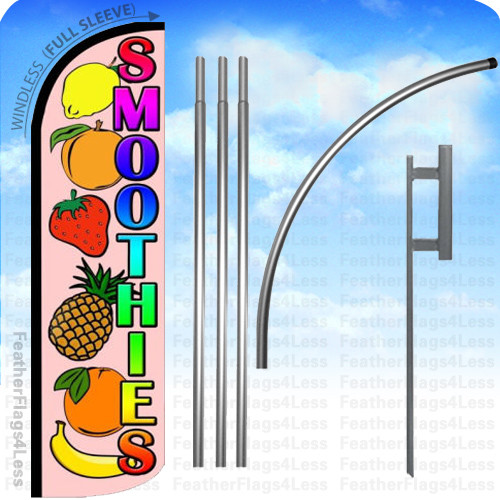 SMOOTHIES – Windless Swooper Flag KIT Feather Banner Sign 15′ (Fruits) q