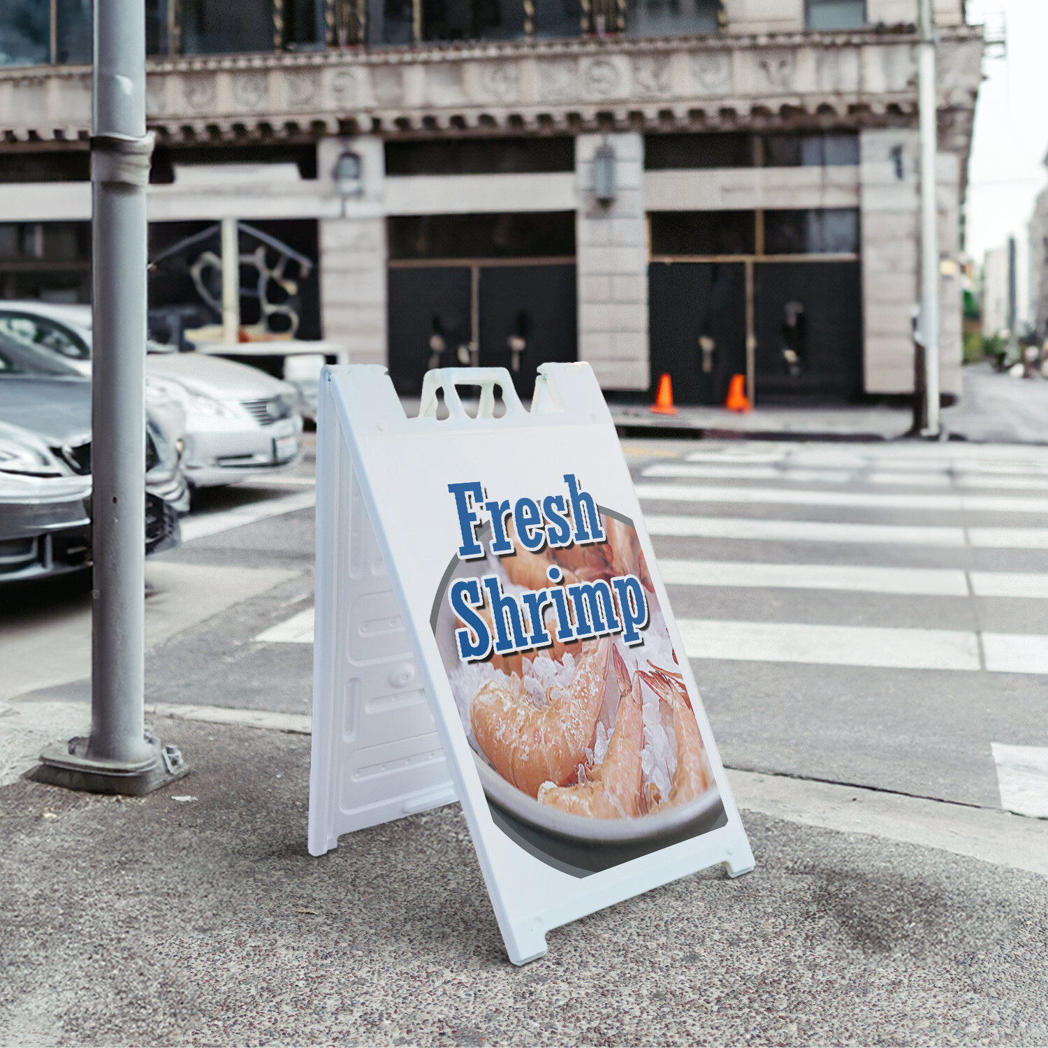 A-frame Sidewalk Fresh Shrimp 24″ x 36″ Double Sided A-Frame Sidewalk Sign