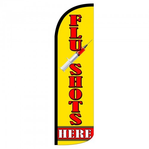 Flu Shots Here Swooper Flag Only Windless 3′ Wide Sign Banner