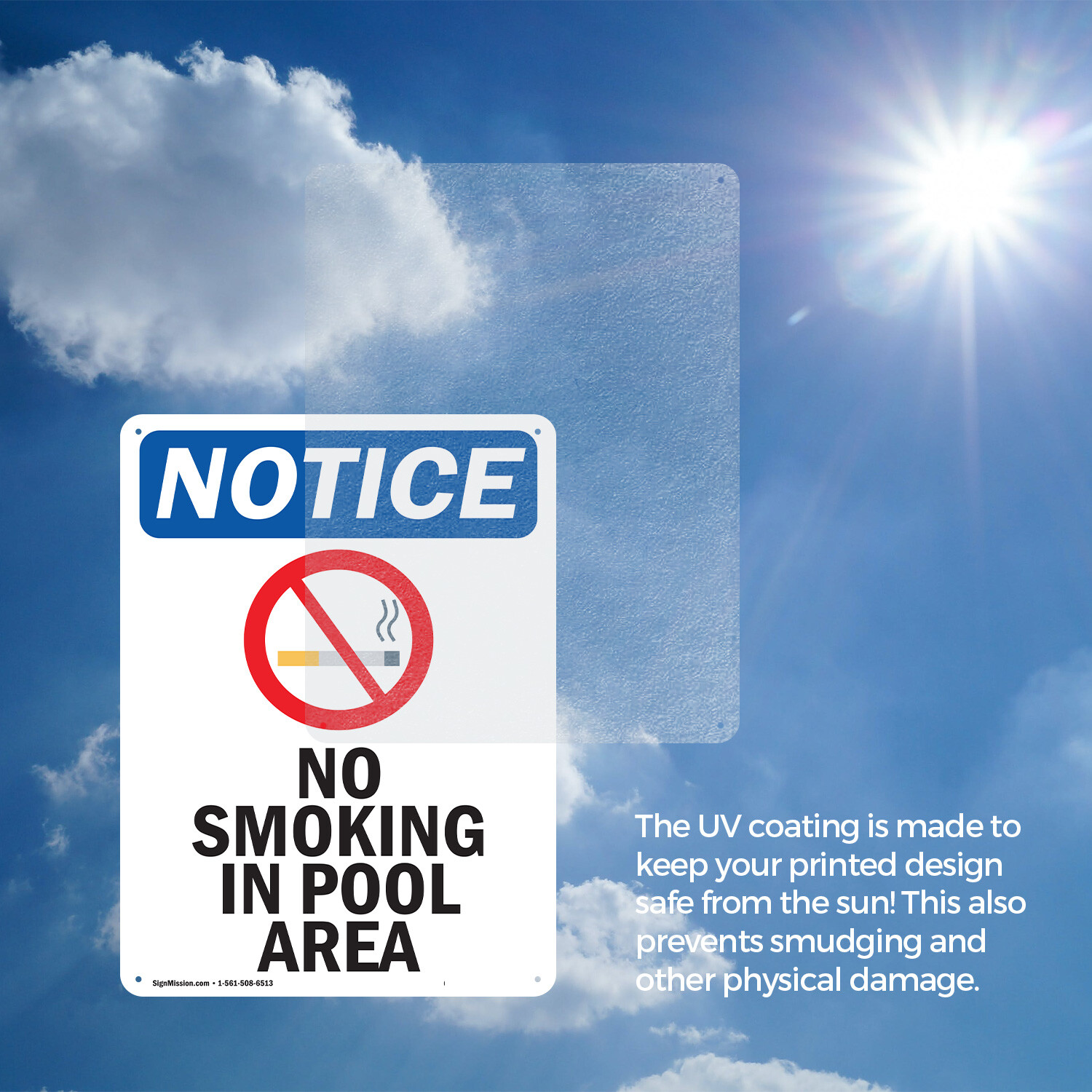 (2 Pack) No Smoking In Pool Area OSHA Notice Sign Decal Metal Plastic