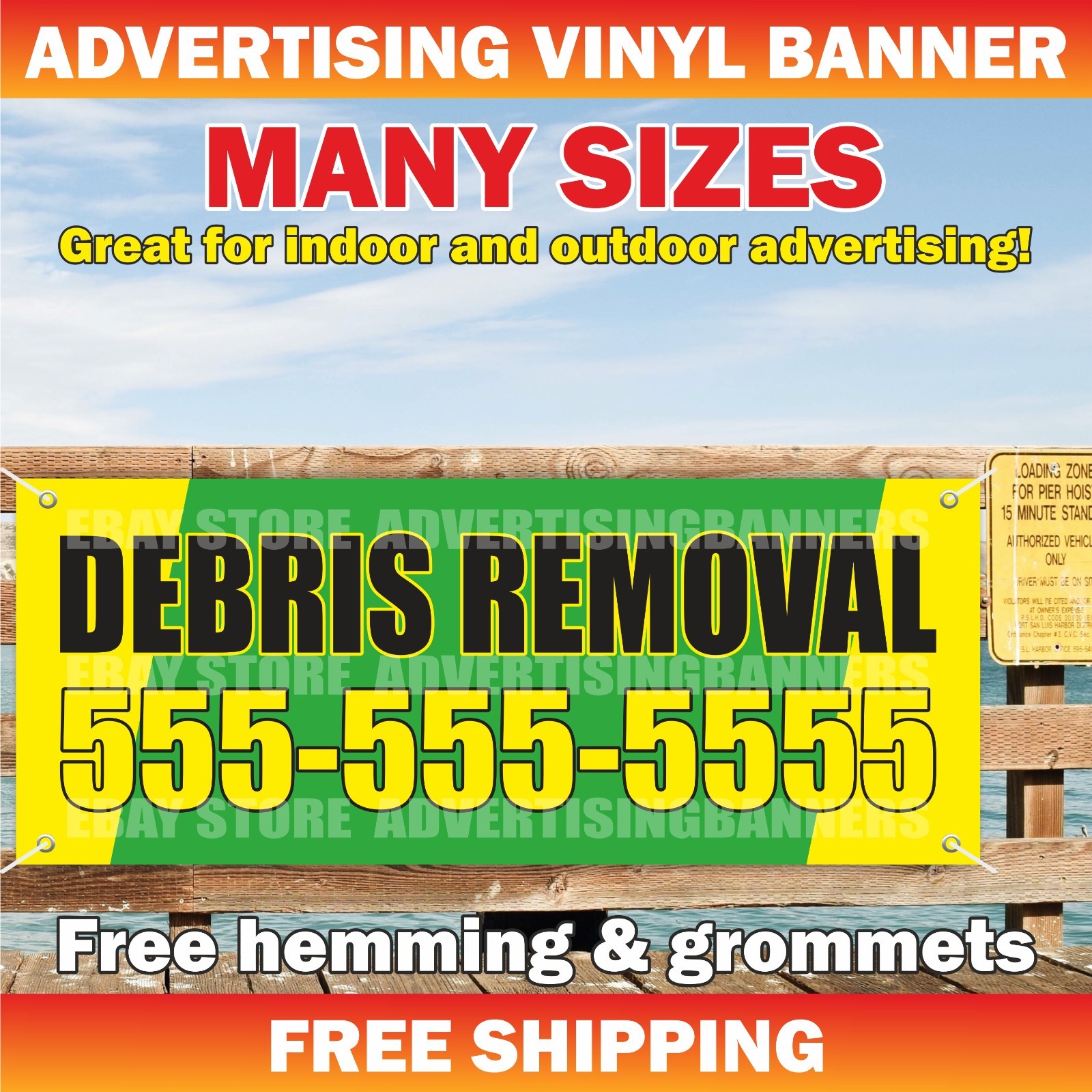 DEBRIS REMOVAL Advertising Banner Vinyl Sign Junk Service Repair Custom Phone