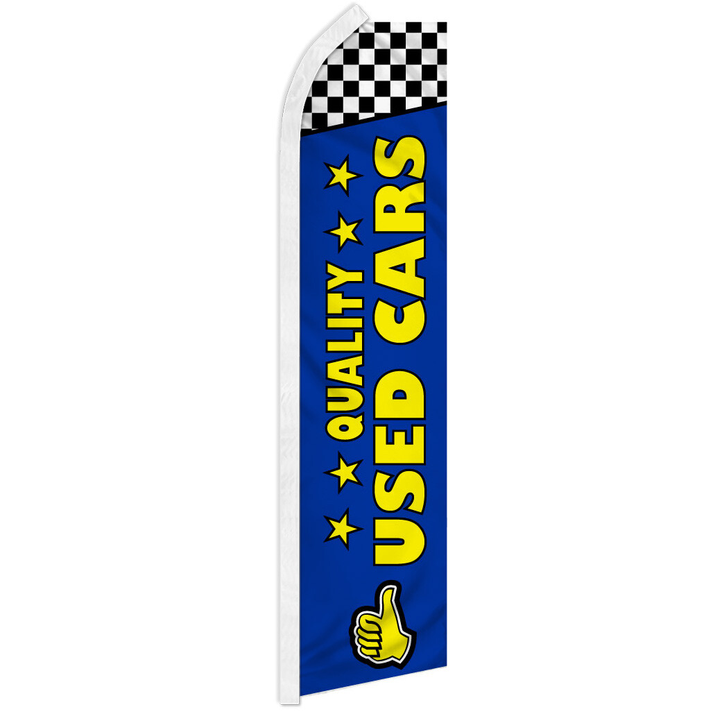 Quality Used Cars Blue Swooper Feather Flutter Advertising Car Dealership Flag