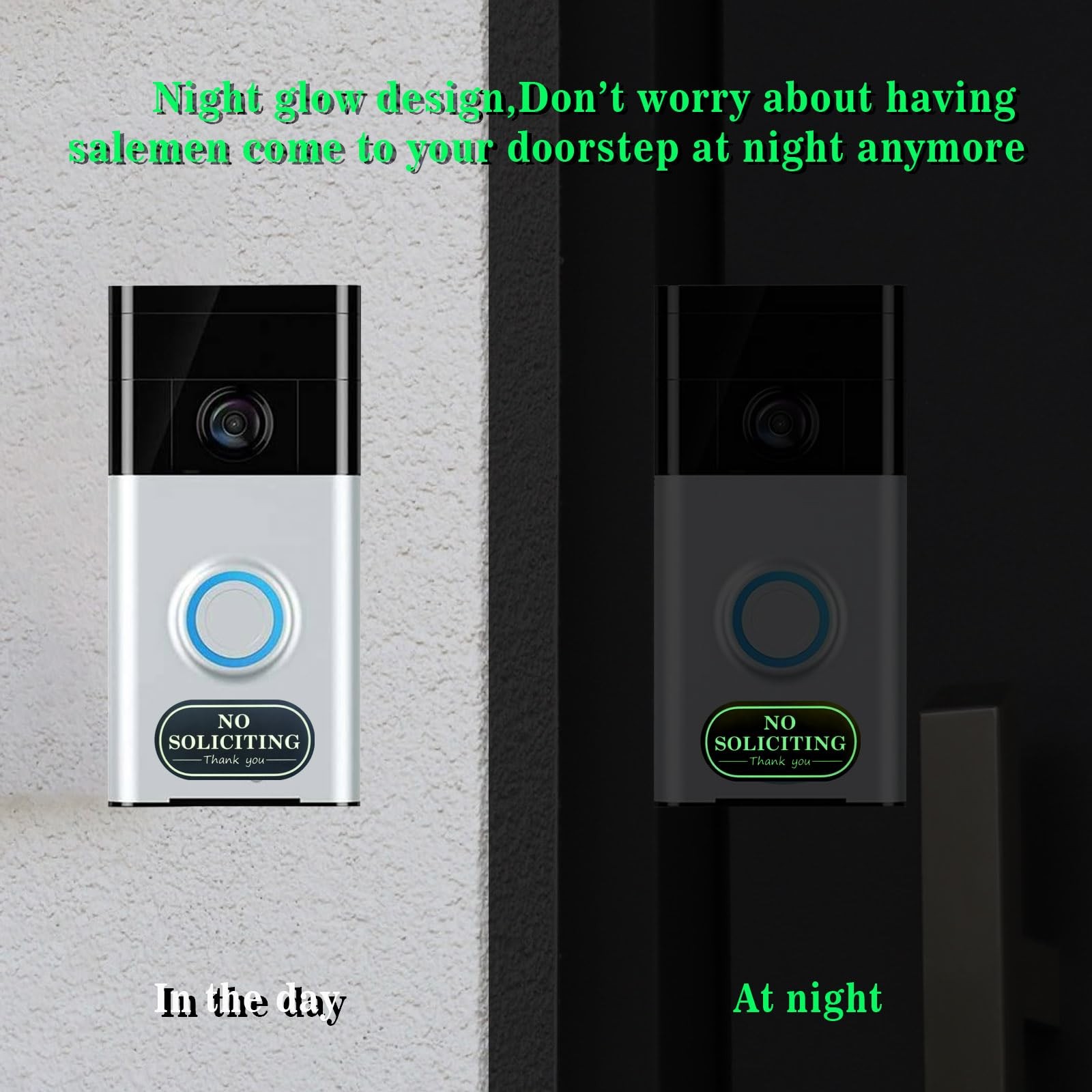 Small No Soliciting Sign House 6 Pcs Glow Dark Stickers Compatible Doorbells
