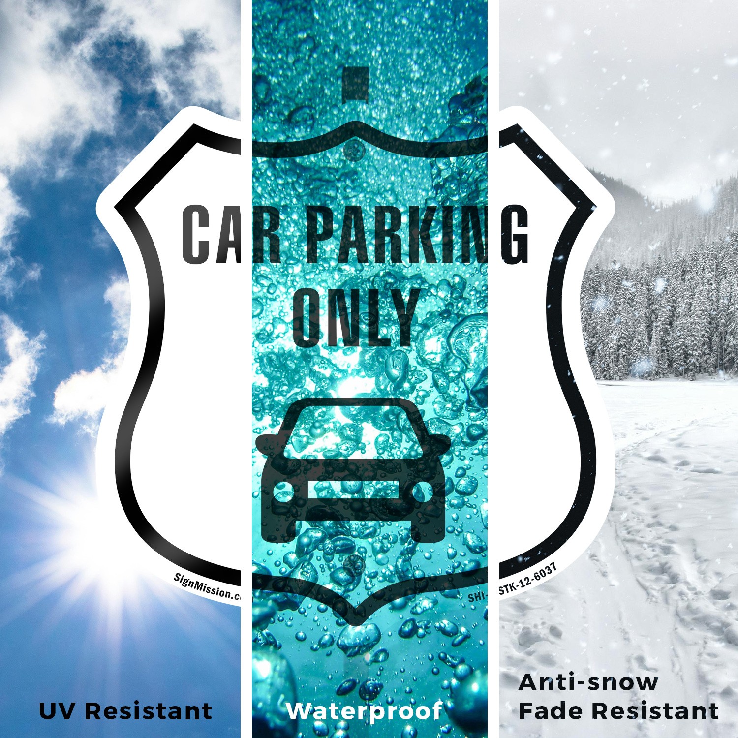Car Parking Only Shield Shaped Sign With Stake Crafted in the USA