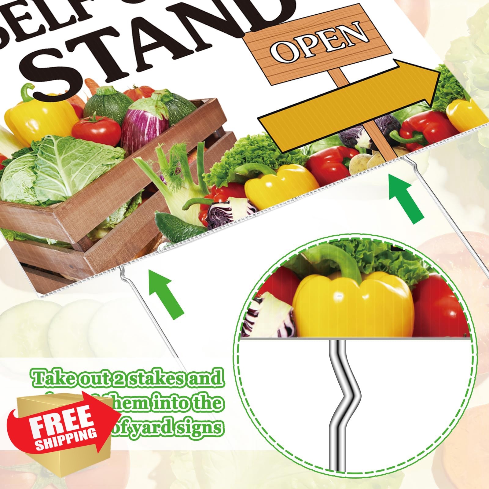 DoubleFill 3 Pcs Self Serve Stand Sign with Metal Ground Stakes 12 x 16 Inch …