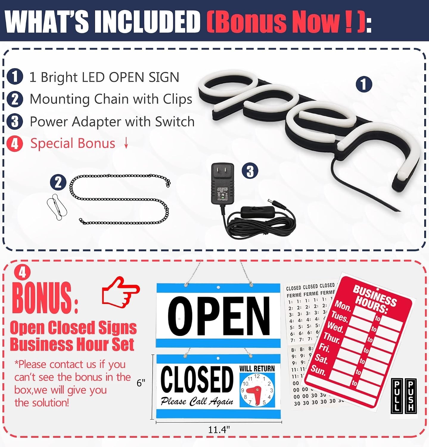 Resin Material Open Sign with ON/OFF Switch