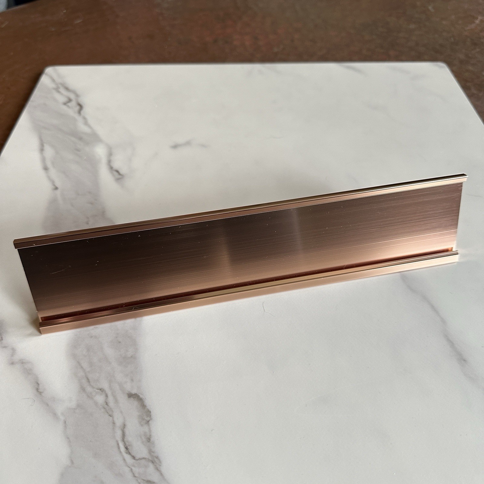 Office Desk Name Plate Holder 2″ x 10″ Extruded Aluminum Rose Gold
