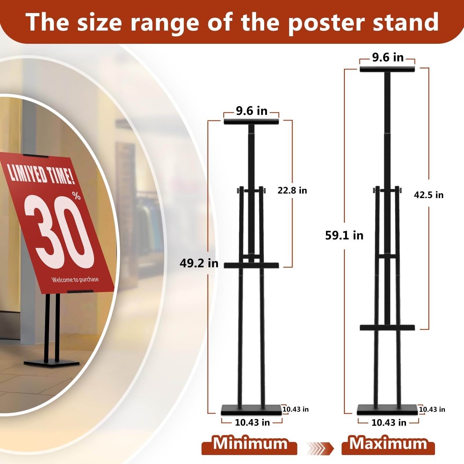 Heavy Duty Sign Stand, Floor Poster Board Stand, Adjustable Metal Sign Holder…