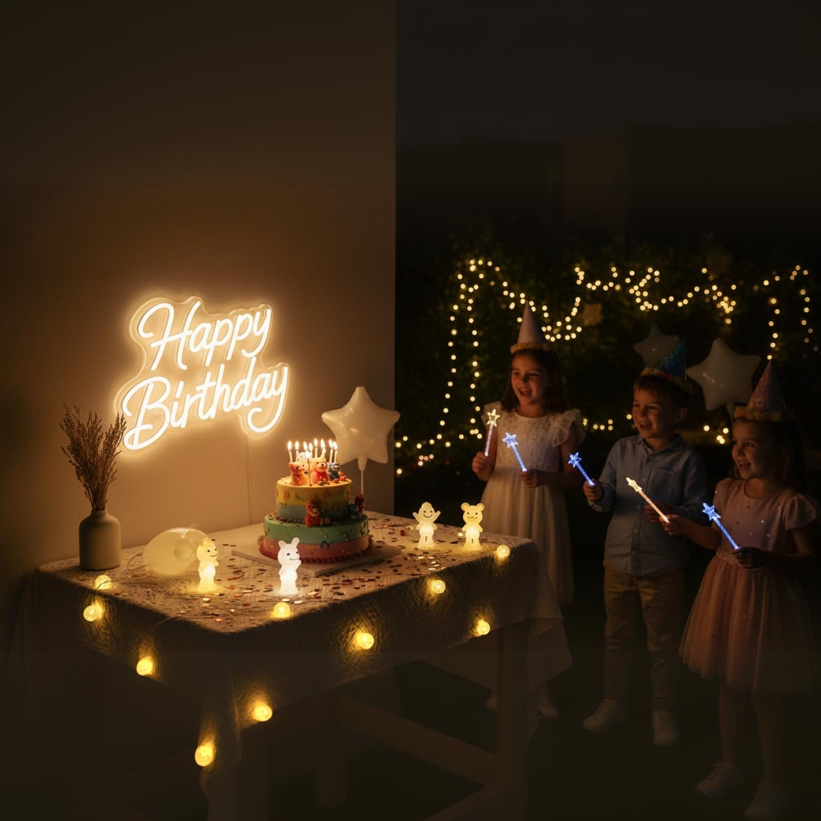 Happy Birthday Neon Sign for Wall Decor, LED Happy Birthday Light Up Sign | D…