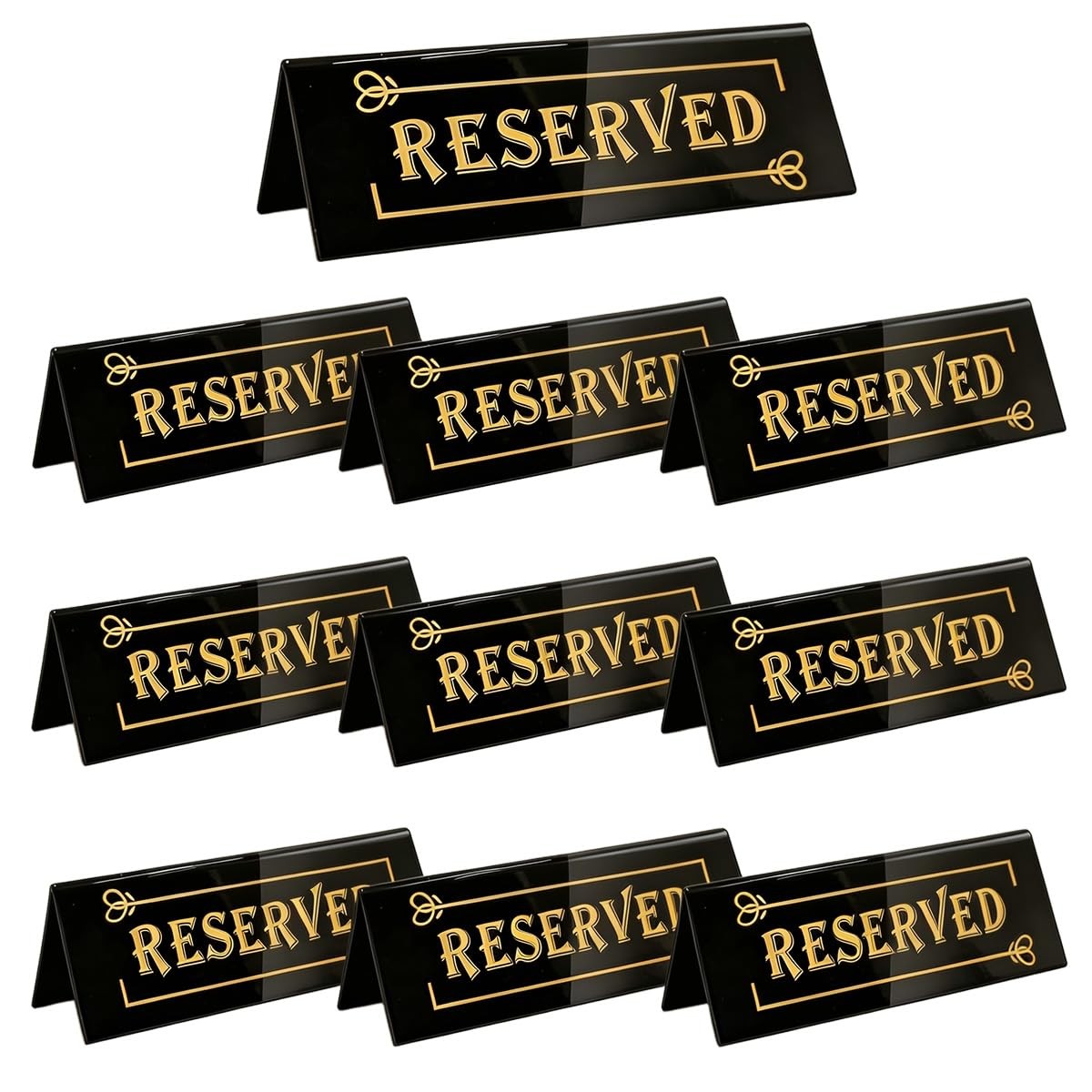 10PCS Acrylic Reserved Table Signs – 6x2x1.6 in Table Tent – Double-Sided, Wa
