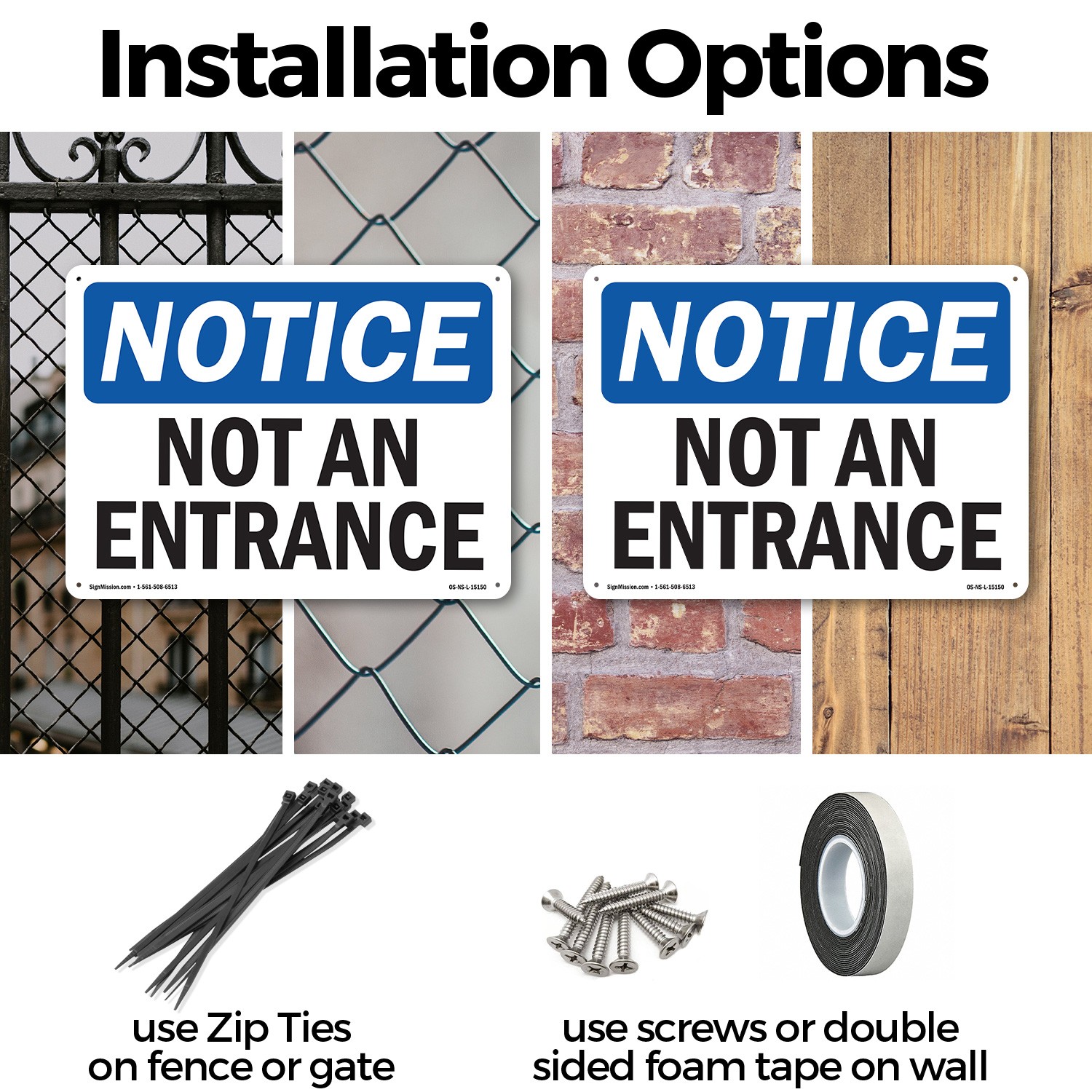 Not An Entrance OSHA Notice Sign Metal, Plastic, Or Decal – 5 or 10 Pack