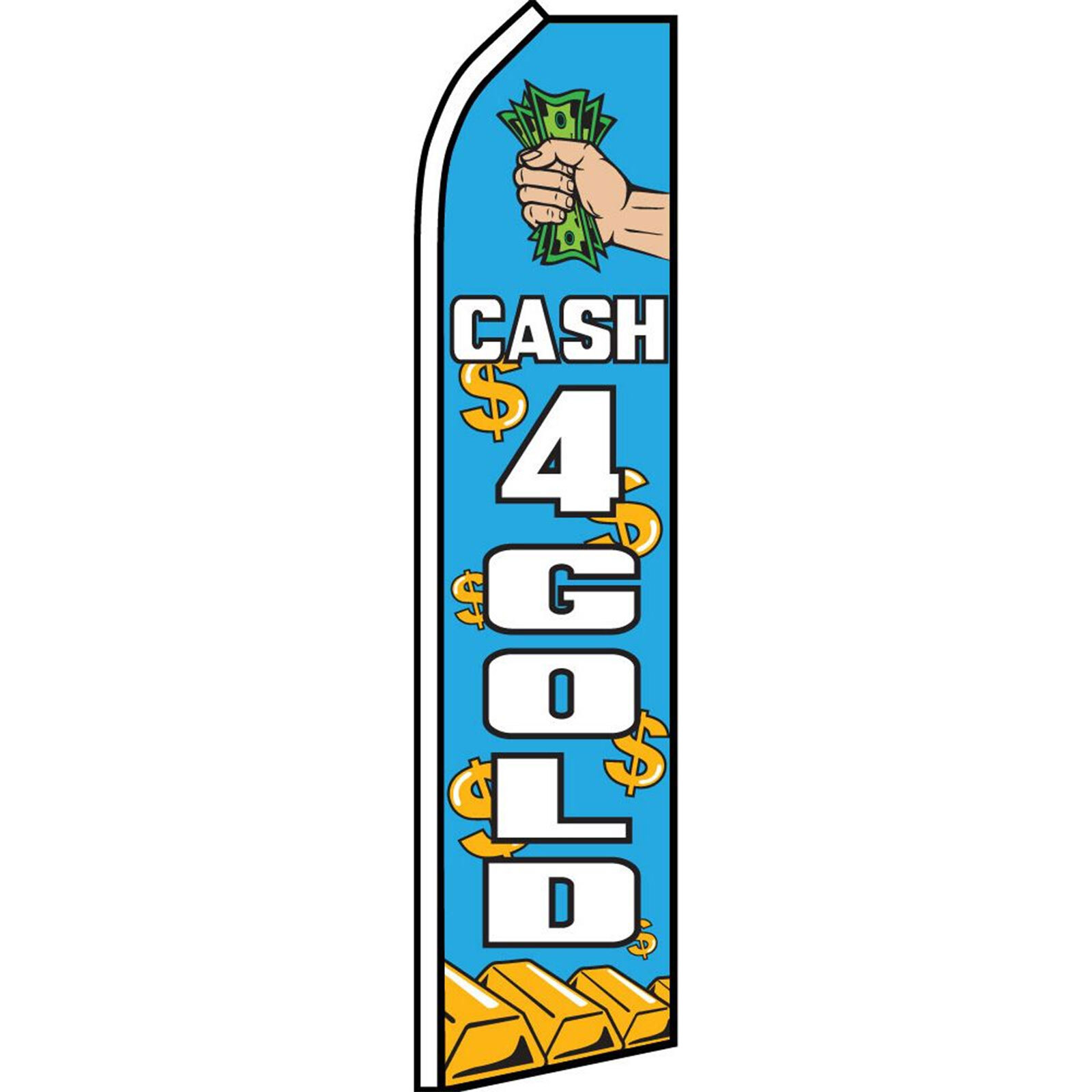 Cash 4 Gold 2 1/2 ft X 11 1/2 ft Polyester Swooper Flag