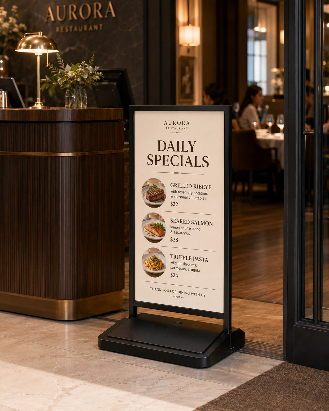 Double-Sided Floor Standing 23⅔”x35½” Sign Holder with Water Refilled Base
