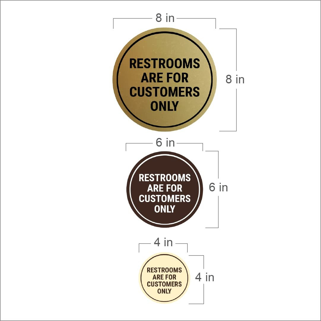 Small Circle Restrooms for Customers Only Sign Red Commercial Bathroom Plaque