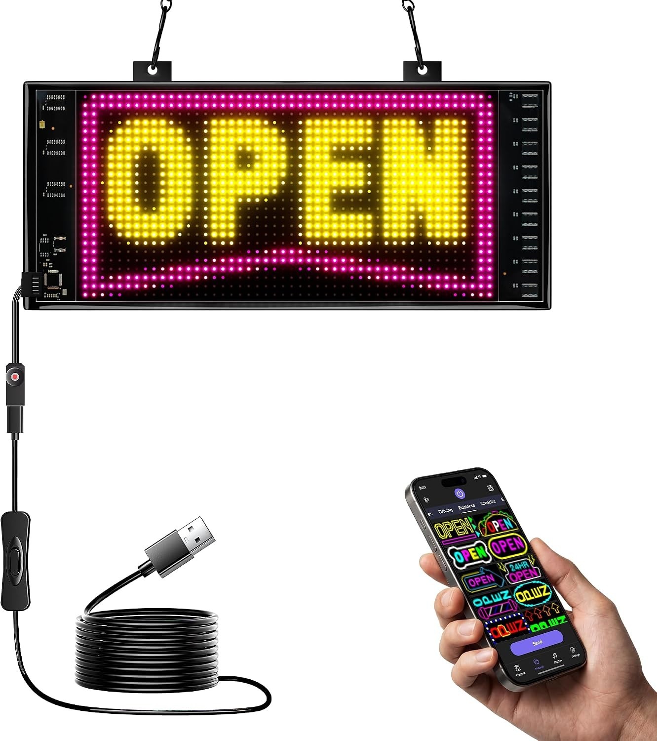 Versatile 11x5in LED Display Sign with Custom Text – Perfect for Stores & Bars