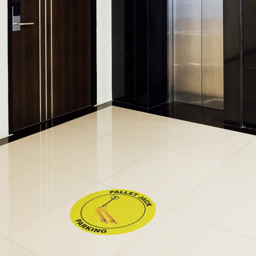 Pallet Jack Parking Floor Decals Yellow Anti-Slip round Shape B Business Industr