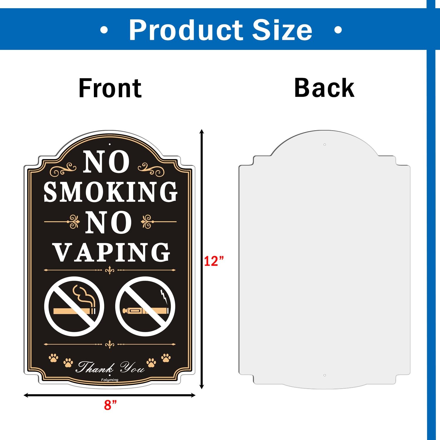 No Smoking No Vaping Sign – 12 x 8″ No Smoking Signs For Business Inside Proh…