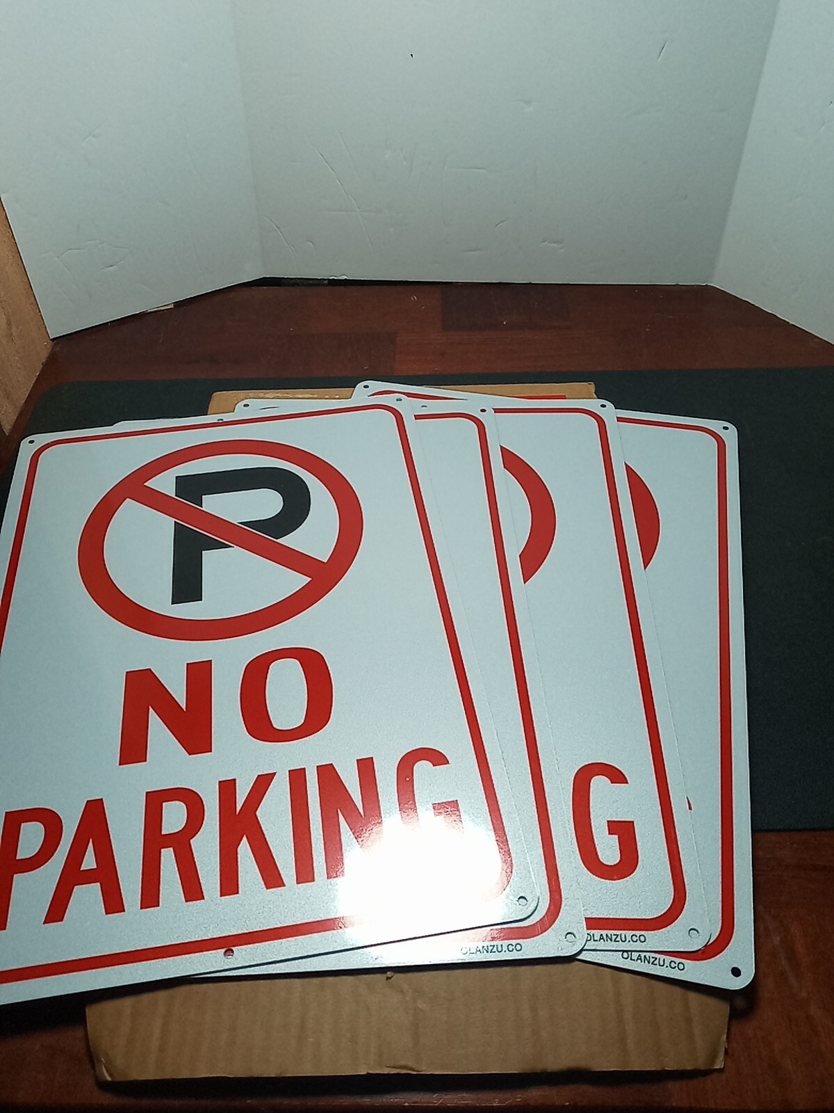 No Parking Sign With Symbol Sign, 14 x 10 Inches Reflective .40 Rust Free