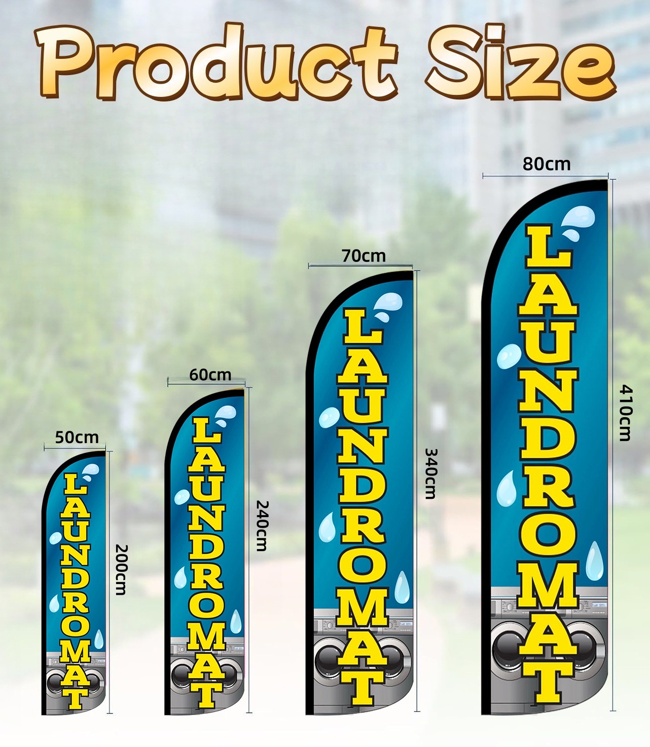 Laundromat Feather Flag Durable Polyester Outdoor Advertising Banner Promotion
