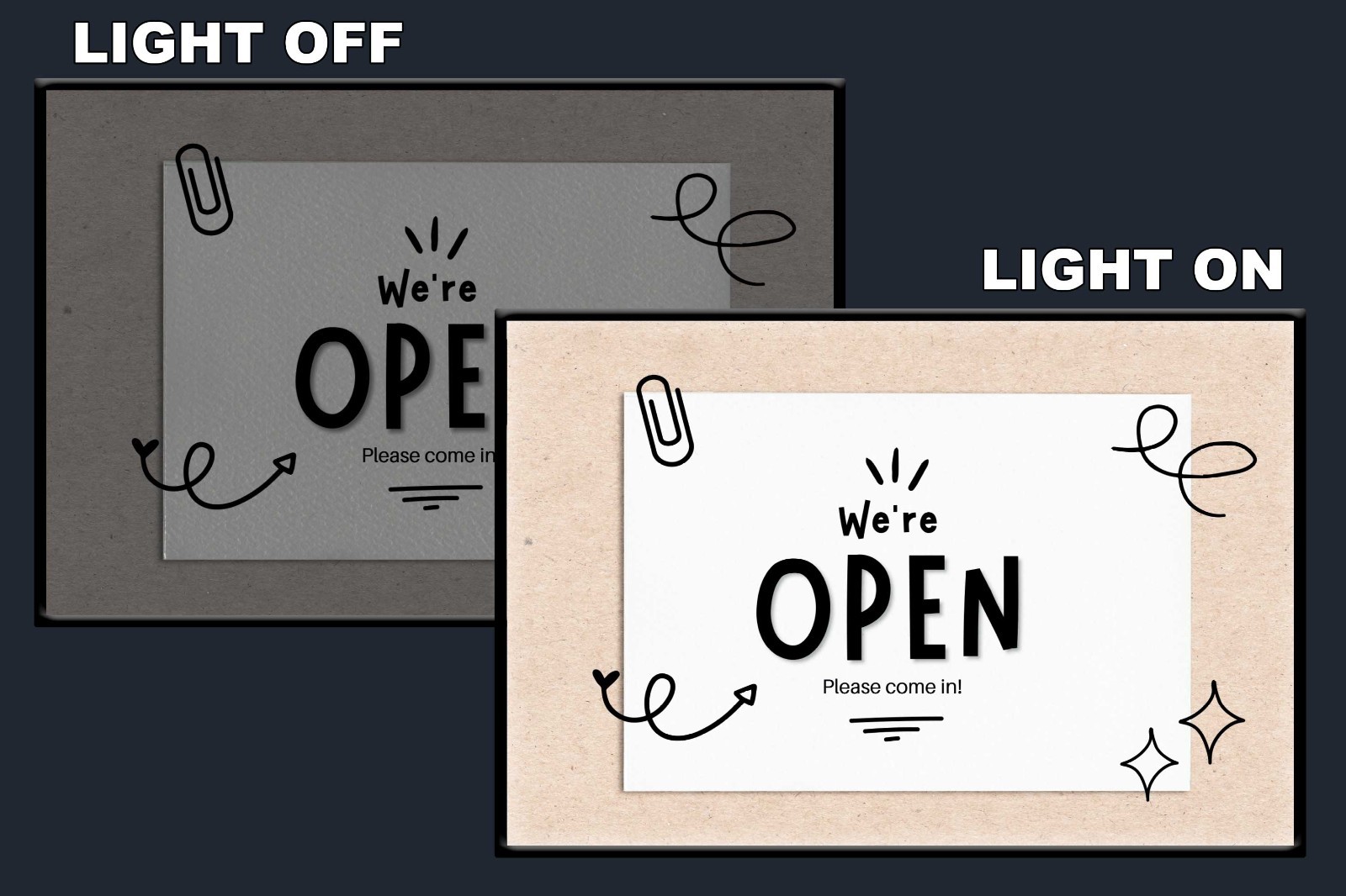 LED We’re Open Sign Light Box Wall Mounted Backlit Business Store Display