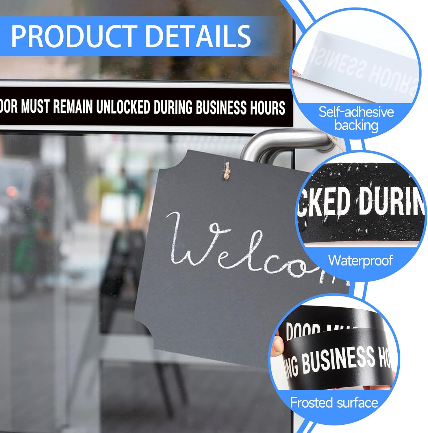 2PCS Door Must Remain Unlocked during Business Hours Sticker Sign，Self-Adhesive