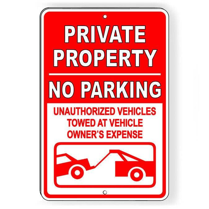 Private Property No Parking Vehicles Towed Sign / Decal Pp007 / Magnetic Sign