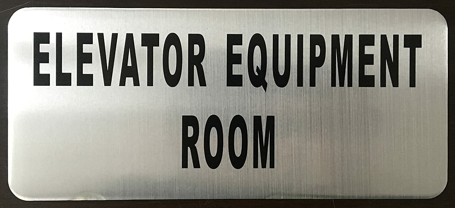 ELEVATOR EQUIPMENT ROOM SIGN (BRUSH ALUMINIUM, 3.5X8 )-The Mont …..-REF24-1027