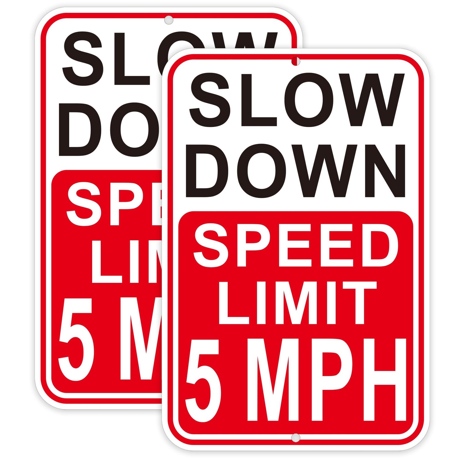 2 Pack Slow Down Speed Limit 5 MPH Sign 18×12 Inch Reflective Aluminum Board