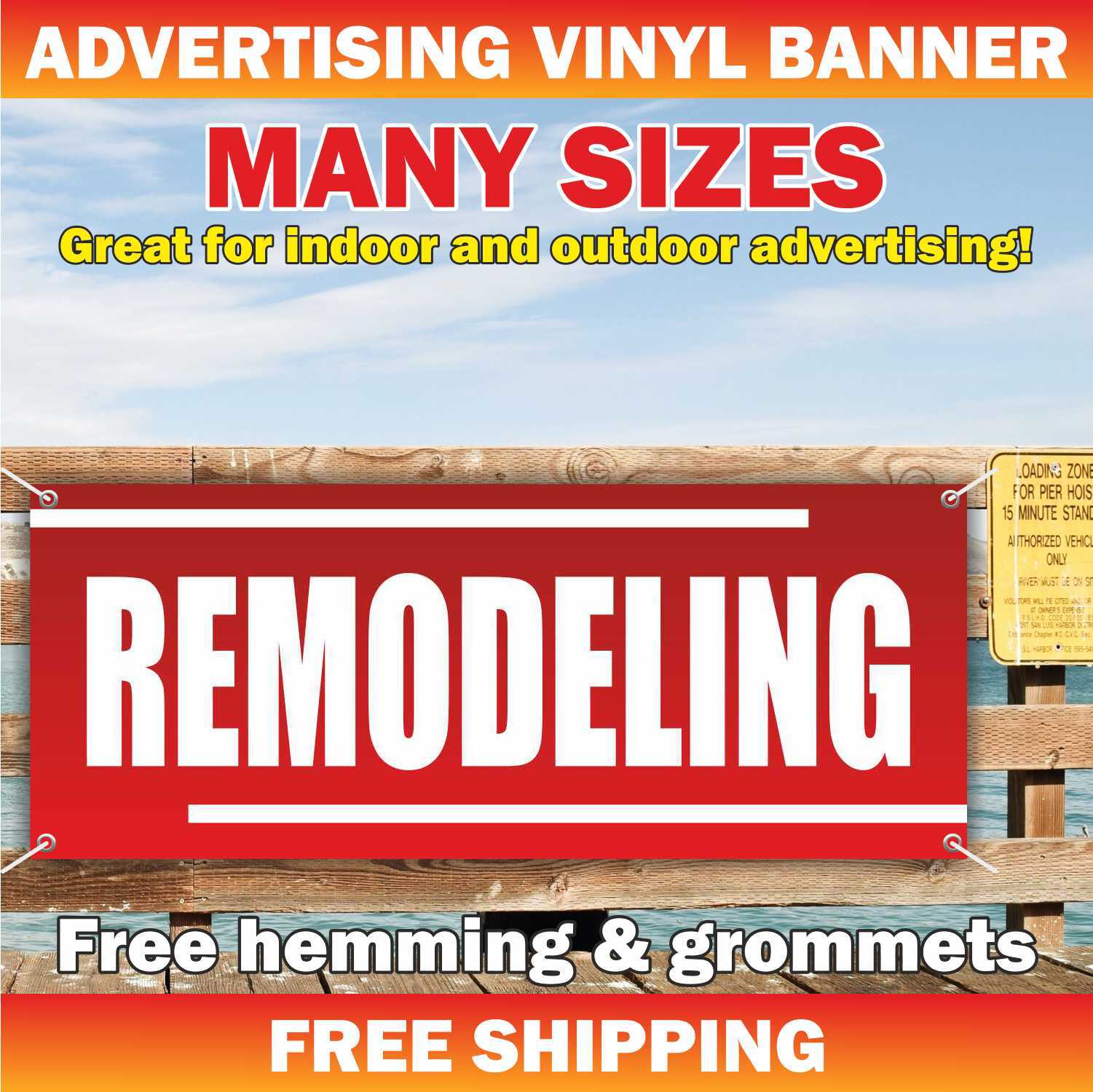 REMODELING Advertising Banner Vinyl Mesh Sign repair construction building