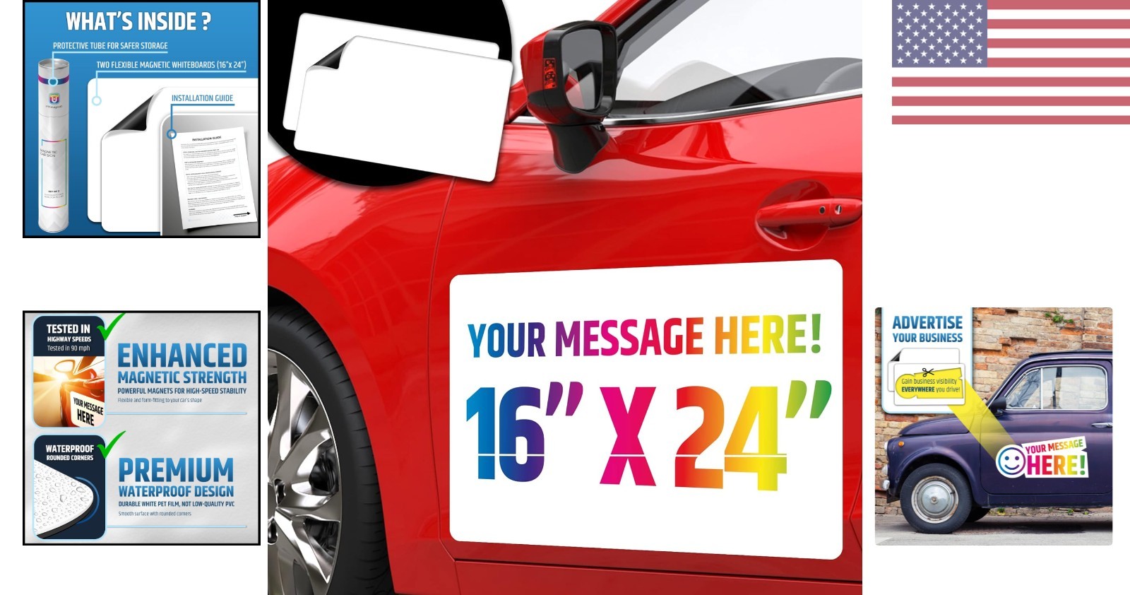 High-Speed Tested Magnetic Car Signs 24”x16” – Ideal for Advertising | 2 Pack