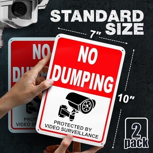 No Dumping Signs 2 Pack 7×10 Reflective Aluminum, No Littering Pre-Drilled for F