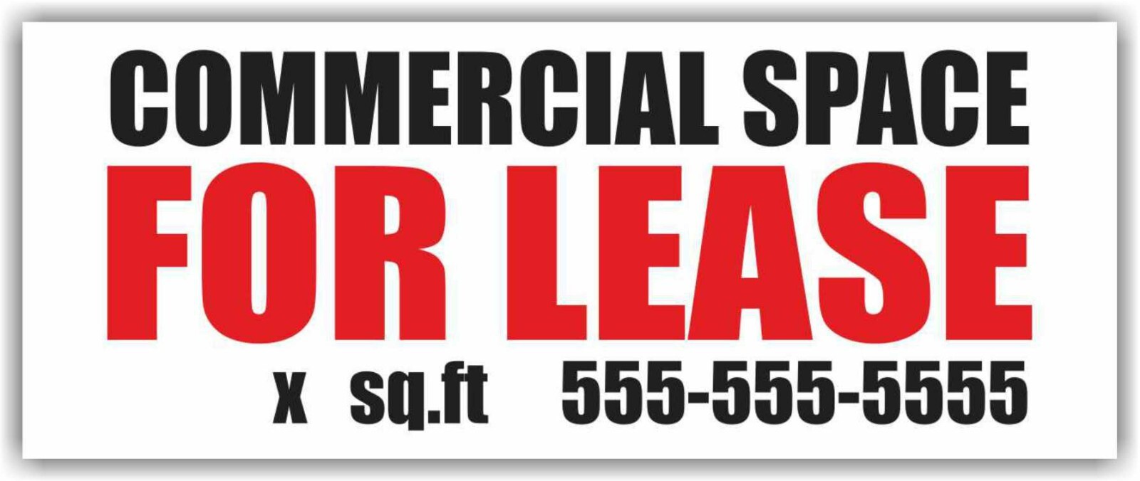 COMMERCIAL SPACE FOR LEASE Advertising Banner Vinyl Mesh Sign rent custom phone