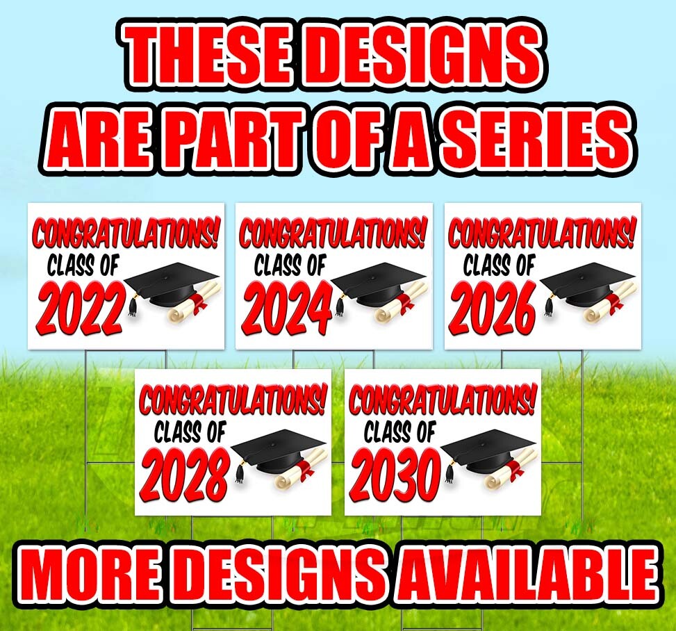CONGRATULATIONS CLASS OF 2026 18×24 Yard Sign WITH STAKE Corrugated Bandit GRADS