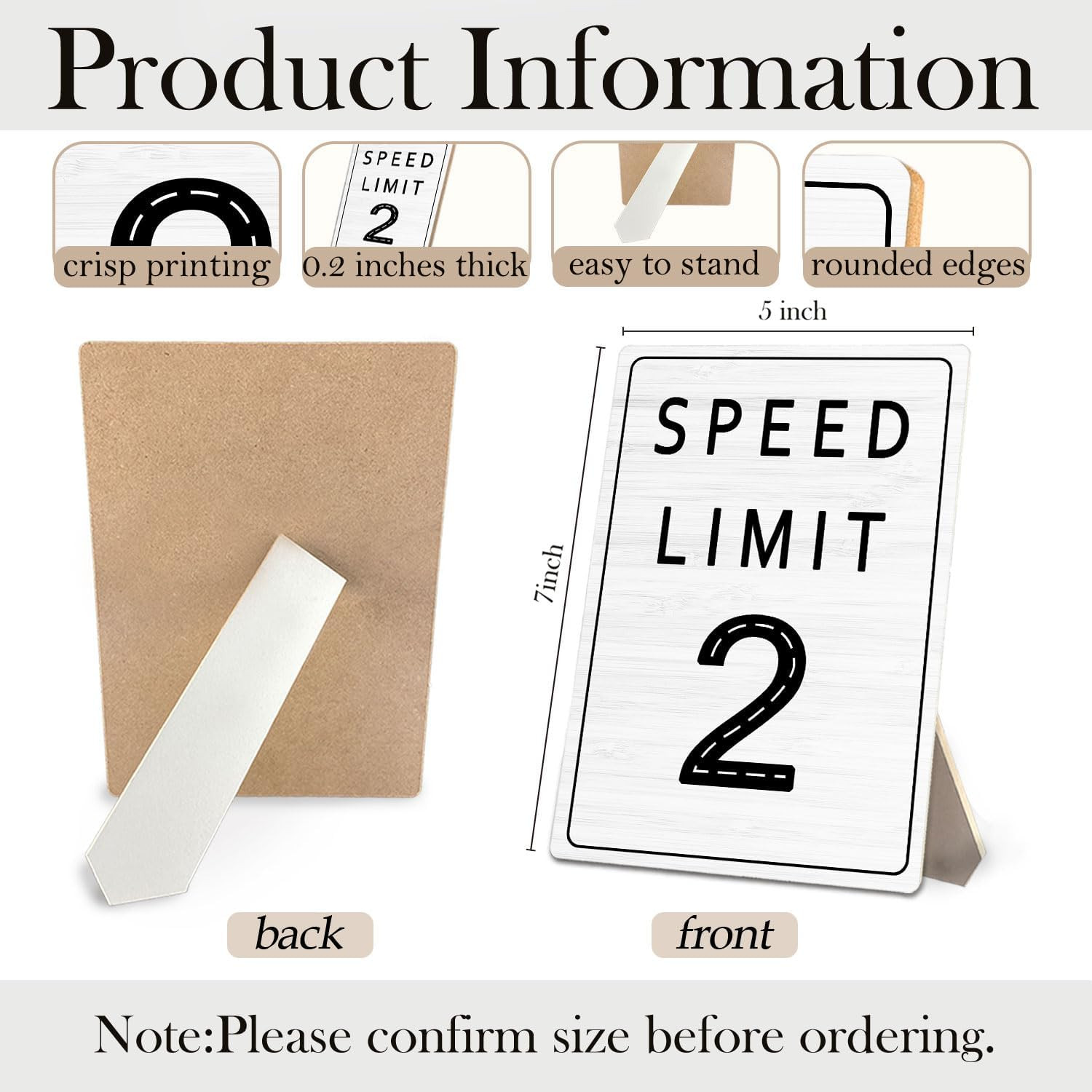 Speed Limit Sign, Racing Speed Limit 2 Mph Wooden Stand Sign 5X7 Inch, Race Car
