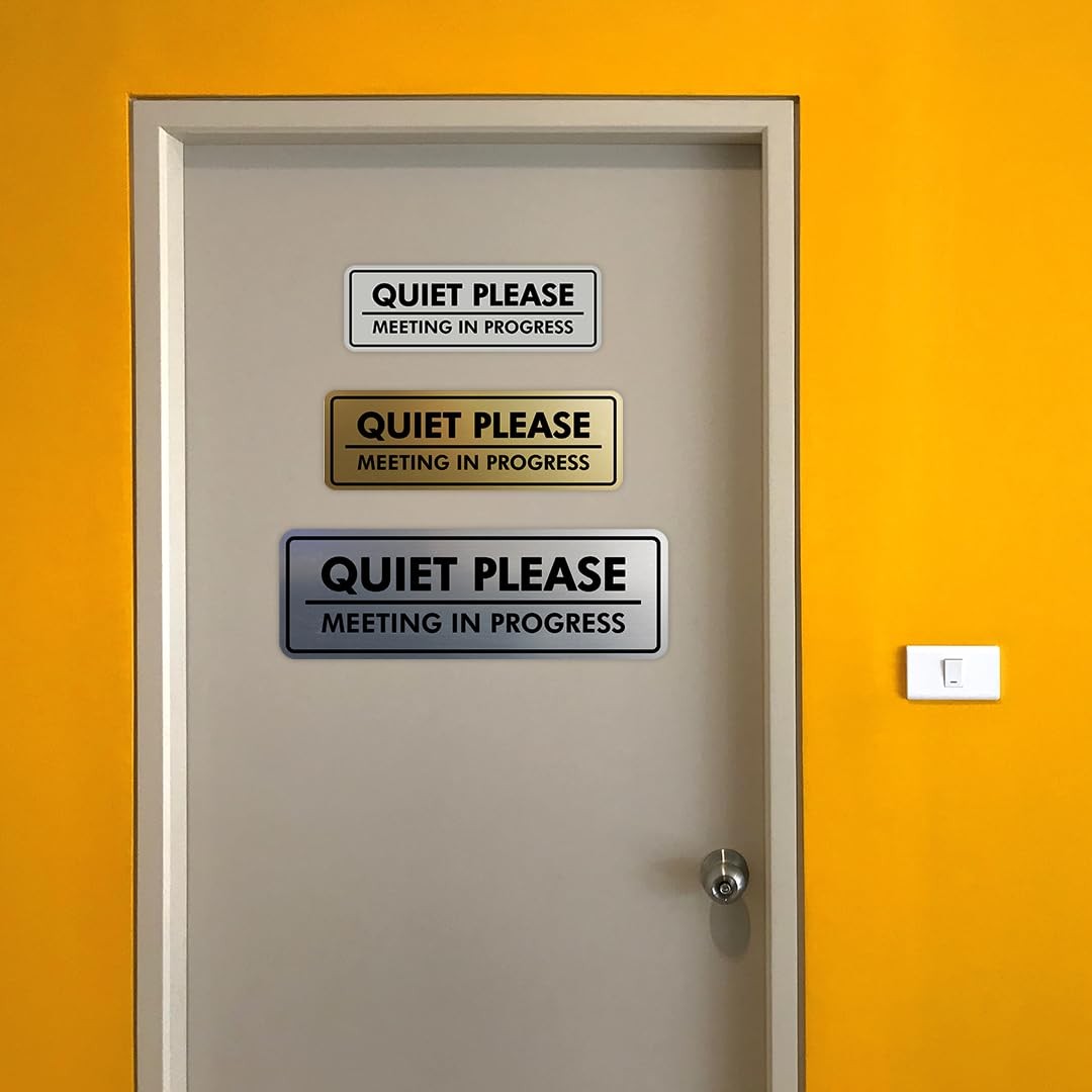 1 PC Standard Quiet Please Meeting in Progress Sign Large Red Door Hanger