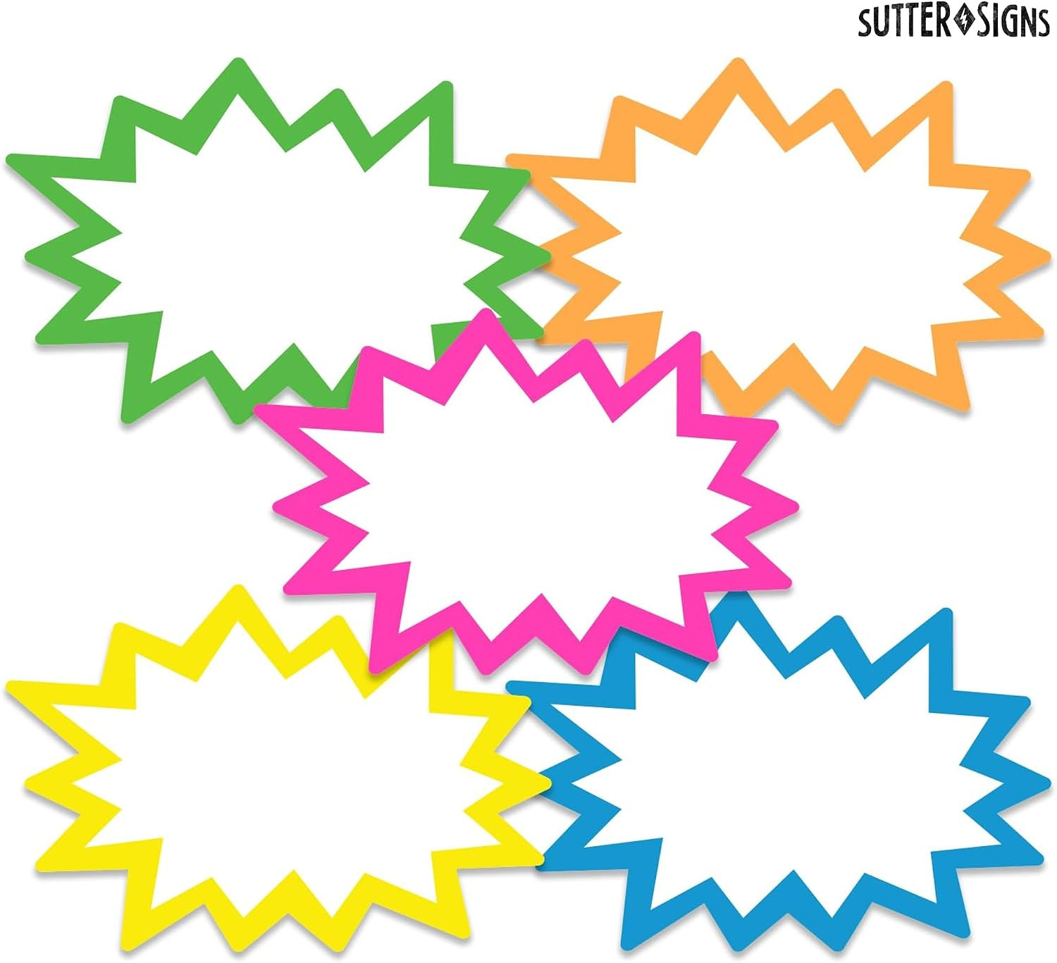 Starburst Signs with Stickers 100pcs | 2×3 inch (Neon) | Price Tags for Garage S
