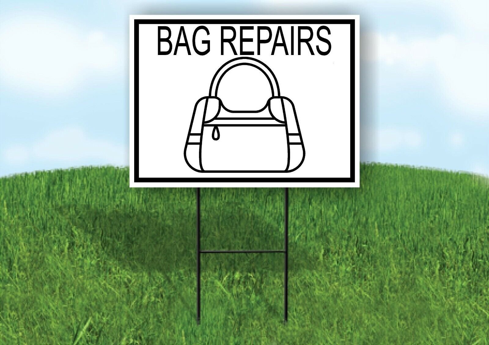 BAG REPAIRS BLACK Yard Sign with Stand LAWN SIGN