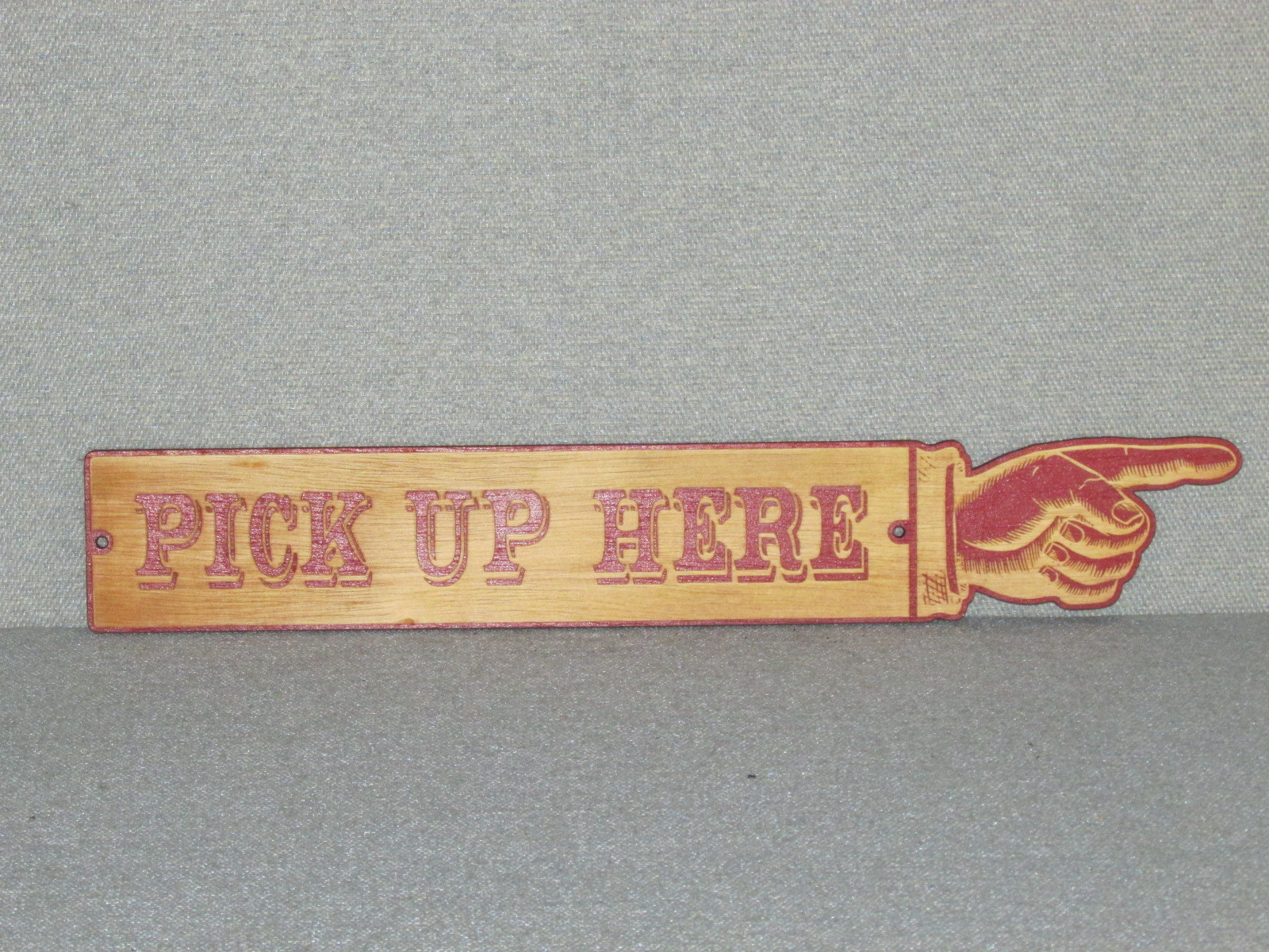 Large Rustic Pointing Right Finger PICK UP HERE Custom Wood Sign Restaurant