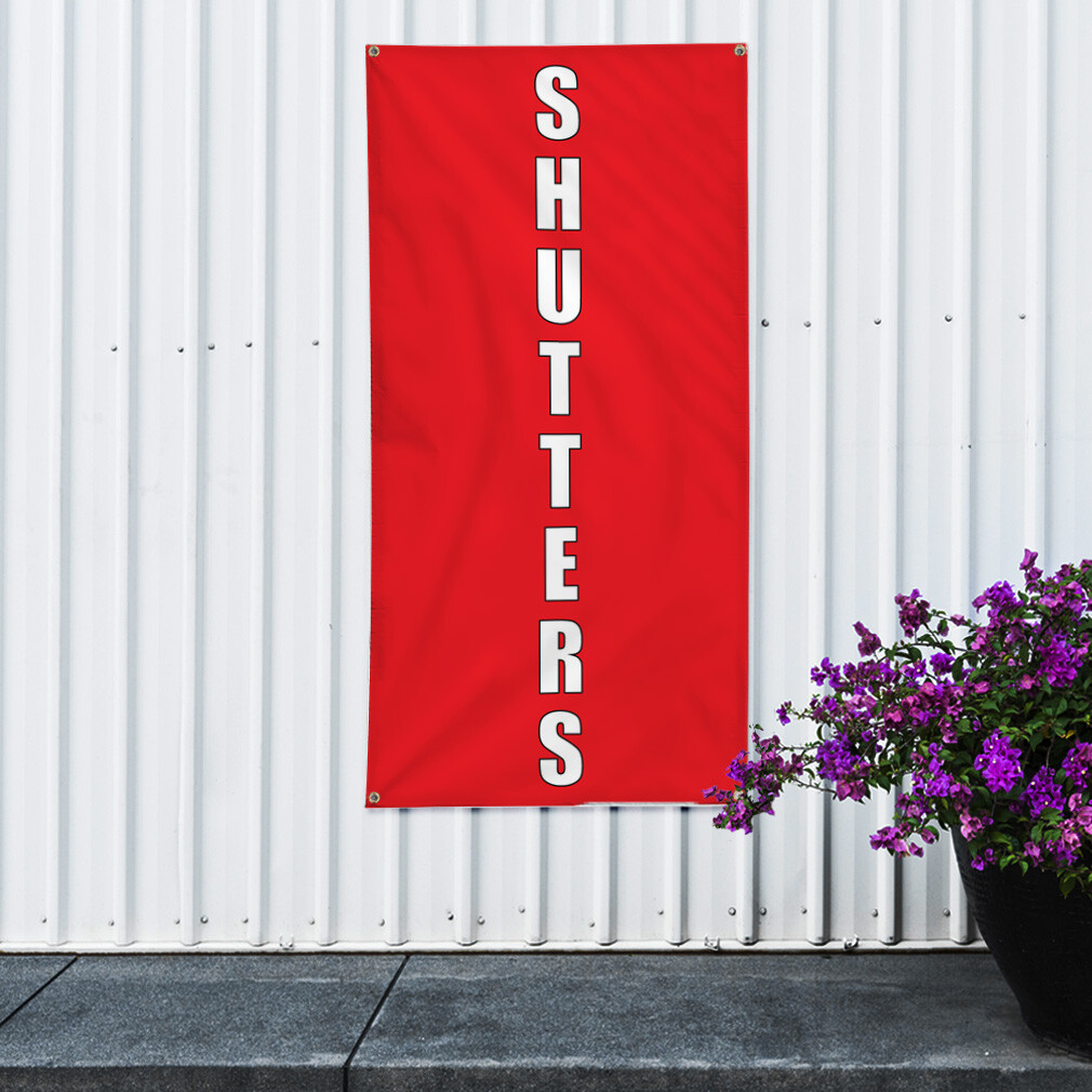 Vertical Vinyl Banner Multiple Sizes Shutters Red Home Remodeling Business