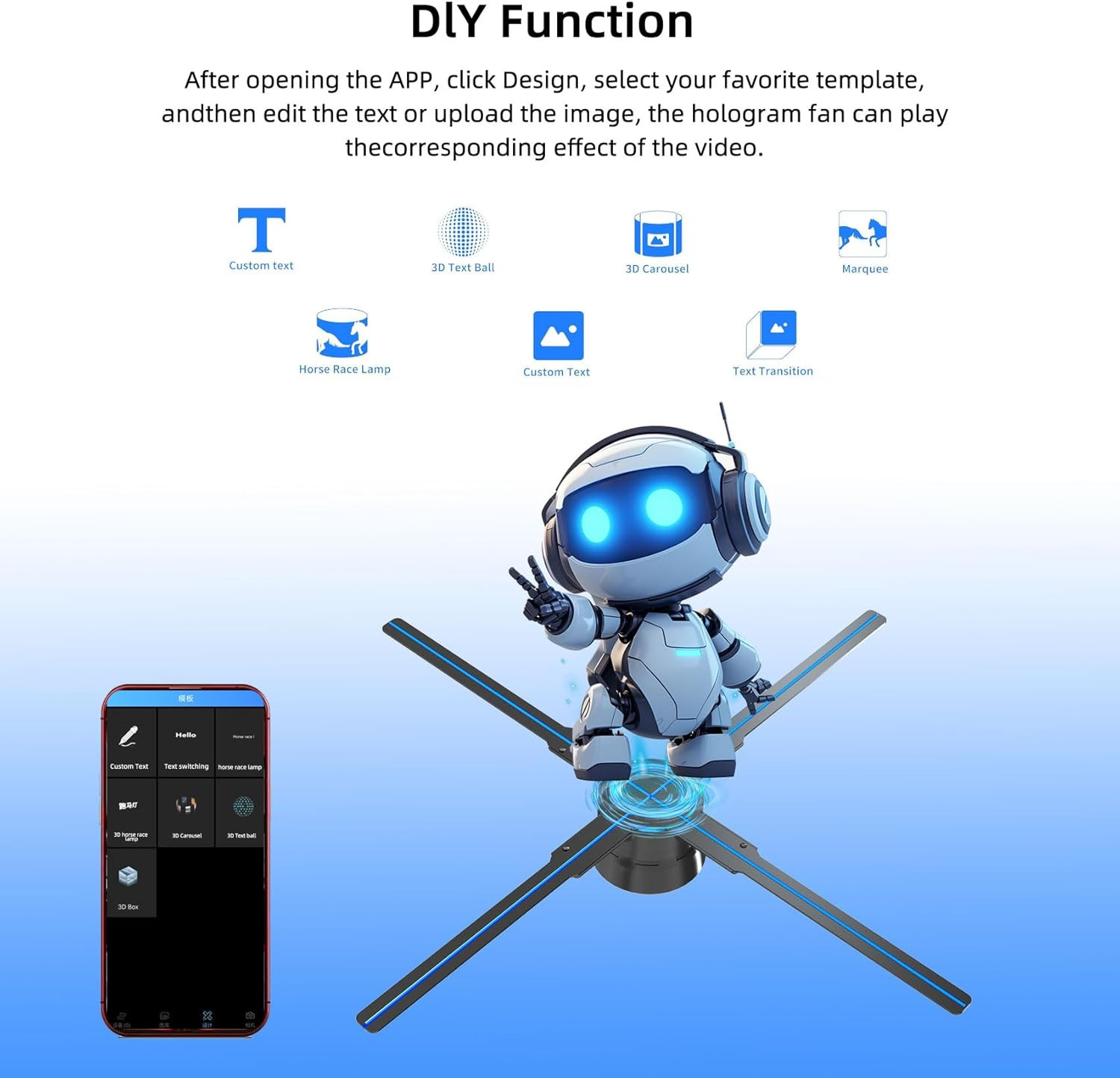 3D Fan,18.1 Inch 2000*1444PX Resolution Fan Projector Advertising Display for