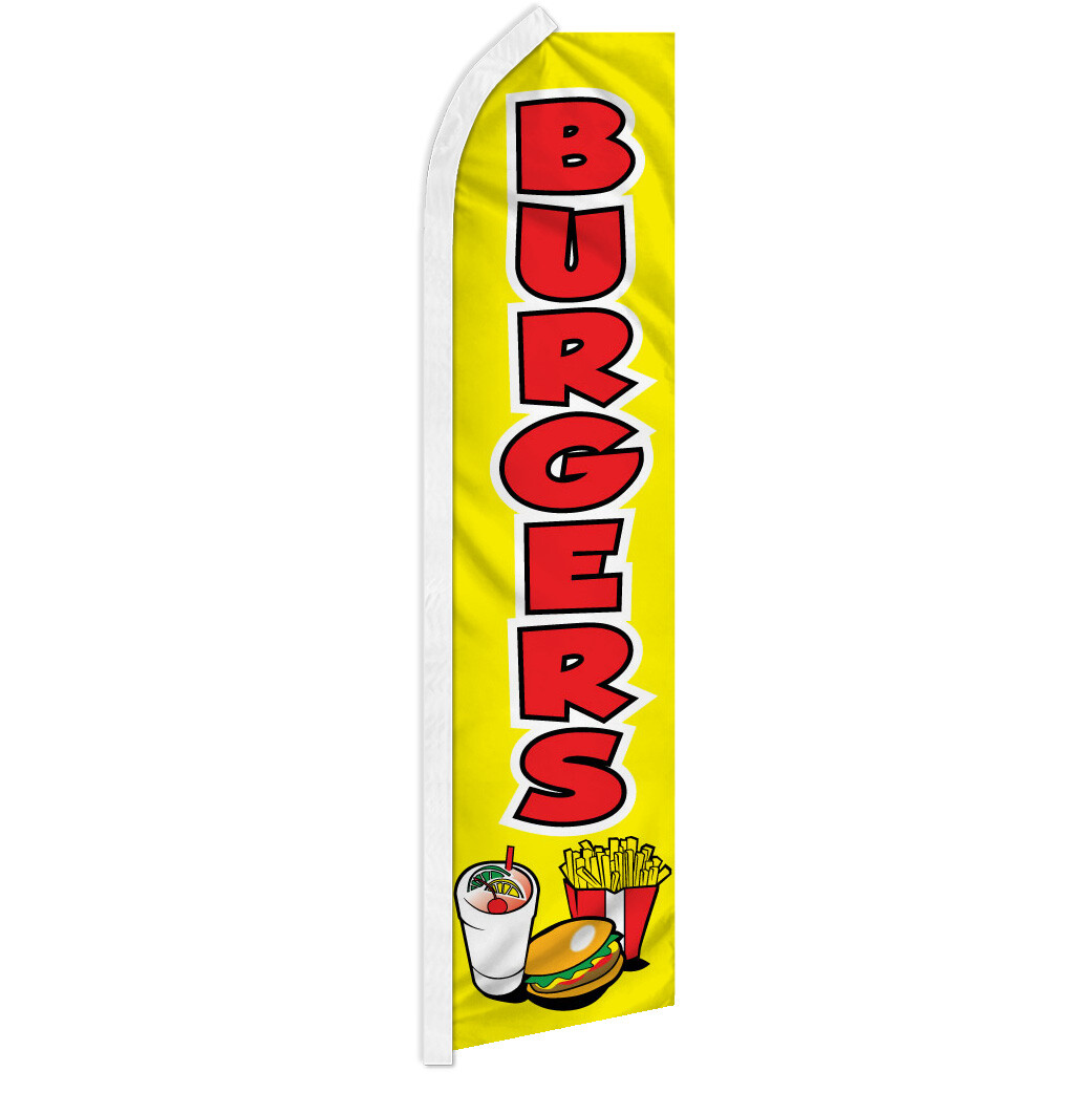 Burgers Advertising Swooper Feather Flutter Flag Restaurant Concessions Food
