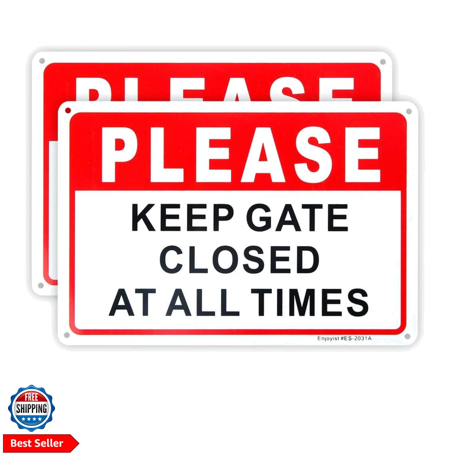 2-Pack Please Keep Gate Closed At All Times Sign 10″x 7″ .04″ Aluminum Reflec…
